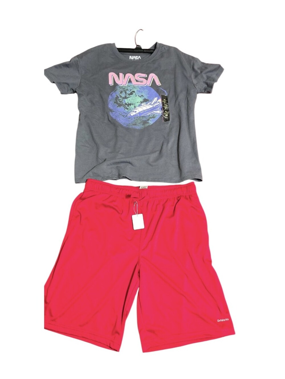 art class Gray NASA Graphic Tee with Bright Pink Shorts
